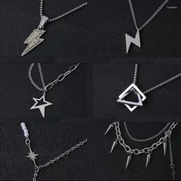 Pendant Necklaces WeSparking EMO Stainless Steel Necklace Geometric Lighting Star Awl Set Fashion Jewelry