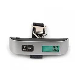 Vägande skalor Partihandel Mini Digital Lage Scale Hand Hold LCD Elektronisk hängande termometer 50 kg kapacitet Vägenhet Drop Deli Dhjk5