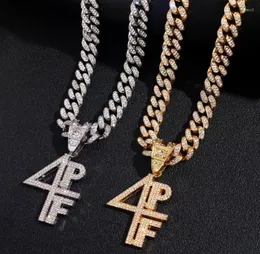 Ожерелья с подвесками в стиле хип-хоп 4PF, ожерелье с кристаллами и буквами 13 мм, со стразами, кубинская цепочка для женщин и мужчин, ювелирные изделия в стиле панк5290878