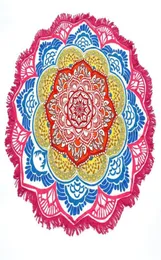 147147cm tapete de yoga redondo toalha tapeçaria borla decoração com padrão de flores toalha de mesa circular praia piquenique mat4310850