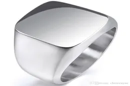 New Vintage Mens Boys Sterling Silver Color Stainless Steel 316L Polished Biker Signet Solid ring Men039s Jewelry9838943