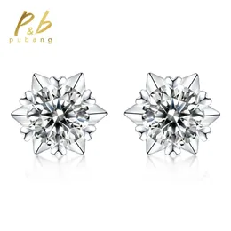 PuBang Fine Jewelry Top 925 Sterling Silver Sparkling 65MM GRA VVS1 Diamond Wedding Stud Earrings for Women Men Gift 231225