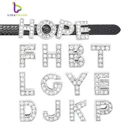 130pcs 8mm Rhinestone completo Alfabeto inglês A-Z DIY LETRAS SLIDE LETRAS SLIGE CARM FIT BRACELETA PULHERBLA LSSL01 130 CJ191116254Q