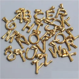 Anhänger Halsketten Edelstahl 26 Alphabet Anfangsbuchstaben Anhänger Gold Silber vergoldet Nicht anlaufende Charms für Schmuckherstellung Dhgarden Dh5Xg