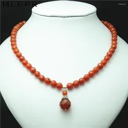 Anhänger Halsketten Vintage klassische Natursteine Schmuck handgemachte edle tiefrote Rubine mit Charms Perlen Halskette