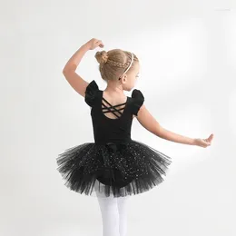 Sahne Giyim Sparkle Ballet Tutu Etek Sanatsal Jimnastik Örgü Kız Terre Çırpın Kısa Kollu Balerin Prenses Giyin Kostüm Kore