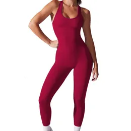 Lu Align Yoga Jumpsuit Woman Womens Sleeveless High Stretchy Seamless Skin-Friendly Slim Flexible One-Piece Running Bodysuit Drop Del Dhtq5