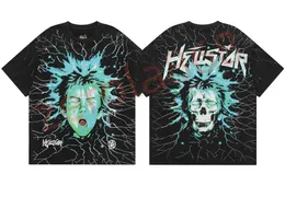 2024 Hellstar T 셔츠 래프 남성 여성 Tshirt 래퍼 세척 회색 무거운 공예 유니에 렉스 짧은 슬리브 상단 하이 스트리트 패션 레트로 지옥 여성 티셔츠 디자이너 티 사이즈 S-XL