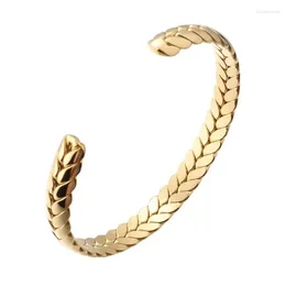 Bangle Tri Color Bracelet Stainless Steel مع ظهور الأوراق الملحقات النسائية البسيطة