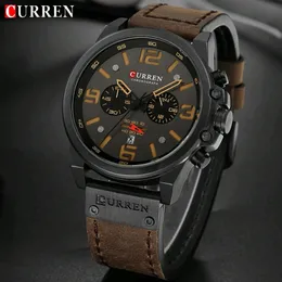 Relógio de negócios curren moda quartzo relógio masculino luxo militar à prova dwaterproof água pulseira couro esporte relógio pulso casual masculino presente relógios 231228