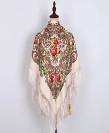 Sjalar ryska scarf ukrainska fransade traditionella blommiga polska kvinnor nacke huvud wrap vintage antik hijab poncho6455714