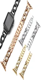 Single Row Denim Chain Stems rostfritt stål armband Band Watchband för Watch IWatch Series 6 SE 5 4 3 2 Storlek 38/40 42/44mm8019585