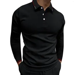 Мужские повседневные рубашки мужская рубашка для отдыха модная сшивая цветовая контрастная дизайн отворота кнопки с длинным рукавом мужская одежда для грузовика Осенние топы