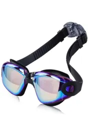Очки для плавания с прикрепленными затычками для ушей, противотуманная защита от ультрафиолета, мужские и детские плавательные очки Google Q01126622227
