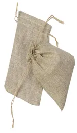 Naturalne torby z nurkowaniem torby na prezent na przyjęcie weselne łapa worek jute hessian sznurka sznurka małe gąsienic ślubne prezent 50pc jute PoUC6061795