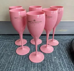 Copos rosa de vinhos de plástico para garotas Drinkware de casamento de festas inquebráveis ​​White Champagne Flutas de cálice acrílico elegante Cups9121306