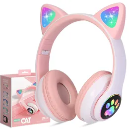 마이크가있는 무선 헤드폰, LED LILD UP OVER EAR OUT EAR WIONSE HEADPHONE for Children Girls iPad/Tablet/PC/생일 선물