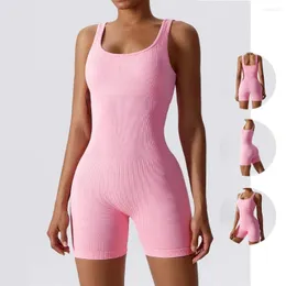 Kobiety damskie płynne kontrola brzucha Bodysuit Summer Short Joga Ubrania sportowe trening na siłownię