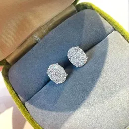 Sweet Cute Srud Earrings Luxury Jewelry 925 Sterling Silver White 5A Cubic Zircon CZ Diamond Party Oval Women Bridal Earring For Lover Gift