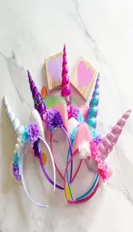Unicórnio varas de cabelo boutique headbands para meninas festa de aniversário bebê menina floral headband meninas flor faixa de cabelo crianças cabelo acc1449802