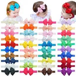 40 Pieces Baby Girls Headbands 3.5" Grosgrain Ribbon Hair Bows Elastic Hairband Handmade Hair Accessories for Infant toddler 231228