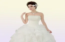 2018 Abiti da sposa senza spalline estivi Bianco Bianco Principessa senza maniche Abiti da ballo da sposa Real Po Abiti da sposa2896199