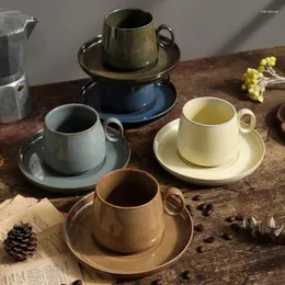Mugs Kiln Transformer Coffee Cup & Saucer Set 250ml Vintage Latte Art Tiki Home Breakfast Office Tea Style