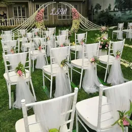 10pc Wedding Chair Decoration Organza Chair Sashes Knot Bands For Wedding Party Banquet Event Chair Bows Decorate 160x200cm 231227