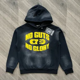 Hellstar No Guts No Glory Hoodie Hose 24ss Übergroße Hose 1 Qualität Schwarz Gewaschene Streetwear Herren Jogginghose 424