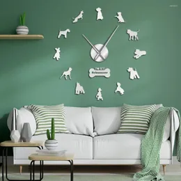 Relógios de parede Eu amo meu cão Schnauzer raças 3D DIY relógio de relógio de relógio Decoragem Decoração de pet veterinário Oweners Gifts Gifts