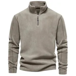 Autumn Winter Thicken Warm Fleece Jacket for Men Zipper Neck Pullover Quality Men s Sweatshirt Soft Mens 231228