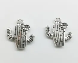 100 stuks bloem cactus bedels hangers retro sieraden accessoires doe-het-zelf antieke zilveren hanger voor armband oorbellen sleutelhanger 2015mm5486683
