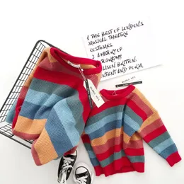 Tonytaobaby inverno meninos e meninas pulôver infantil listrado suéter pai-filho suéter infantil menina 231228
