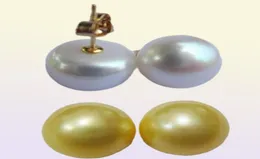 Naturlig enorm 1213mm South Sea Golden Stud Pearl Earring 14KT7514542