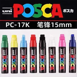 Caneta marcador japonesa uni posca PC-17K extremo grosso largo 15mm cartaz pop à base de água publicidade graffiti marcador acrílico 231227