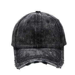 Männer Frauen Distressed Jean Hat Unstrukturierte Baseballkappen Washed Denim Plain Six Panel Dad Schwarz Braun Rosa Blau 231228