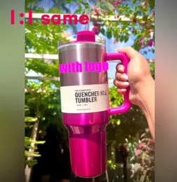 Versand aus den USA: PINK Parade 40oz Quencher H2.0 Tassen Tassen Camping Reise Autotasse Edelstahlbecher Tassen mit Silikongriff Valentinstagsgeschenk 1:1 Gleiches Logo u1228