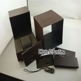 Alta qualidade nova caixa de relógio marrom original inteira caixa de relógio das mulheres dos homens com cartão certificado presente saco de papel gcbox barato pureti183e