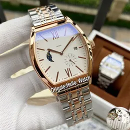 Ny 40mm Malte 7000M 000R-B109 7000M Automatisk herrklocka månfas Silver Dial Two Tone Rose Gold Steel Armband Watches Hello W2318