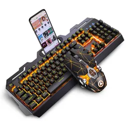 Mechaniczna klawiatura i zestaw myszy przewodowy notebook USB klawiatura gier PC PC Teclado Clavier Gamer Completo Treasiera RGB Delux C7421306