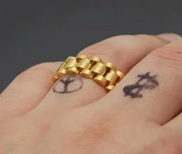 кольцо-цепочка в стиле хип-хоп для мужчин и женщин, роскошные дизайнерские золотые серебряные цепочки для часов, кольца ручной работы из нержавеющей стали, кубинская цепочка, ювелирные изделия 5673370