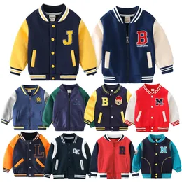 Crianças jaqueta de inverno botão casual carta uniforme de beisebol casacos em torno do pescoço cardigan roupas esportivas outono e criança 231228
