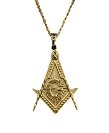 Collana da uomo in acciaio inossidabile Ma Illuminati simbolo massone pendente placcato oro con catena cubana per uomo donna256d202E1703267