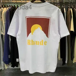 メンズTシャツRhude Sunset Tシャツ雪のパターンアメリカンルーズメンズサマーカップル半袖H024