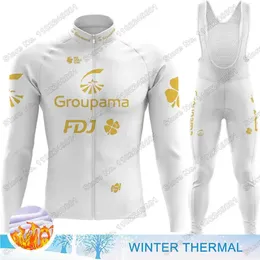 2023 White Team Cycling Jersey Winter Set Golden Clothing Men Road Bike Thermal Jacket Suit Bicycle Bib Tights MTB 231227