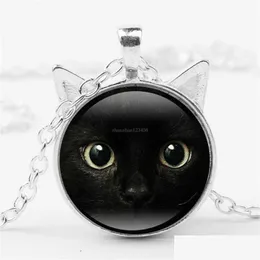 Collane con ciondolo Simpatico gatto orecchio cornice pendenti collane animale vetro cabochon collana gioielli di moda per le donne regalo per bambini W Dhgarden Dhpzf