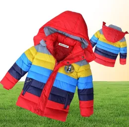 Kinder Jacken Jungen Streifen Winter Daunenmantel 2020 Baby Wintermantel Kinder warme Oberbekleidung Kapuzenmantel für 27 Jahre Kinderkleidung L7610250