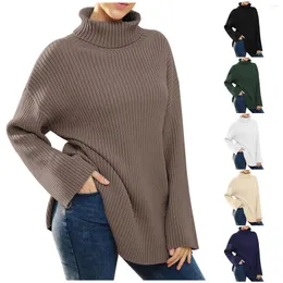 Kadın Sweaters Sonbahar ve Kış Yüksek Boyun Külot Açık Çatal Uzun Kollu Dribed Örgü Kazak Kore Moda Gevşek Turleneck Giysileri