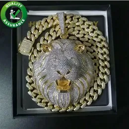 Мужчина заморожена хип -хоп цепочка Lion Pendant Luxury Designer Designer Collese Hiphop Jewelry 18k Золотые цепочки подвески Diamond Cuban Lin343d