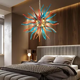 Modern novelty hand blown glass chandelier Murano style glass western style design LED bulb hanging light fixture for Bedroom Living room Restaurant Hotel Hall